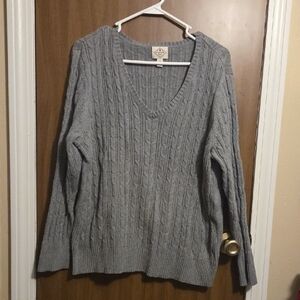 St. John's Bay Gray V-Neck Cable Sweater